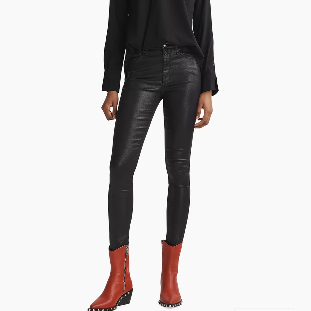 Rag & Bone Coated‎ Black High-Rise Skinny Jeans
